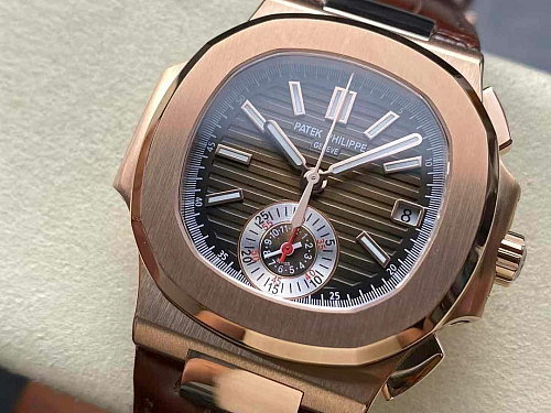 Replica Patek Philippe Nautilus 5980R-014 silver dial rose gold plated 40mm