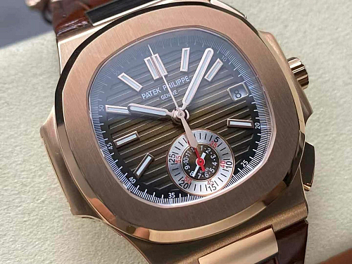 Replica Patek Philippe Nautilus 5980R-014 silver dial rose gold plated 40mm