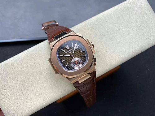 Replica Patek Philippe Nautilus 5980R-014 silver dial rose gold plated 40mm
