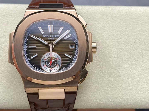 Replica Patek Philippe Nautilus 5980R-014 silver dial rose gold plated 40mm