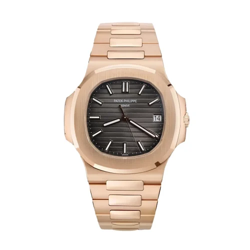 Replica Patek Philippe Nautilus 5711 Rose Gold black dial front view