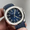 Patek Philippe Aquanaut 5168G angle view showing dial and bezel