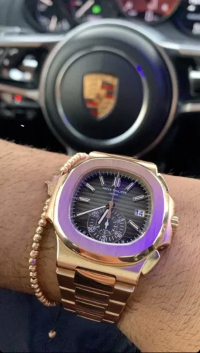 Replica Nautilus 5980/1R-001 Patek Philippe Flyback chronograph, Date. </br> <span style="color: #a8927b; font-size: 90%;">40.5 mm,Rose gold</span> photo review