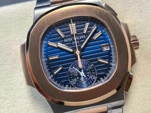 Replica Patek Philippe Nautilus 5980/1AR-001 blue dial steel rose gold