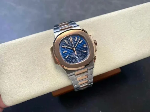 Replica Patek Philippe Nautilus 5980/1AR-001 blue dial steel rose gold