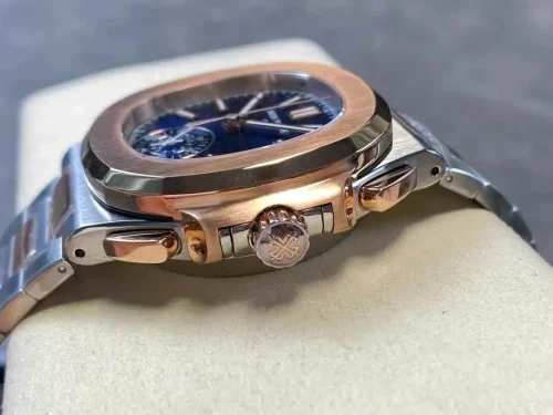 Replica Patek Philippe Nautilus 5980/1AR-001 blue dial steel rose gold
