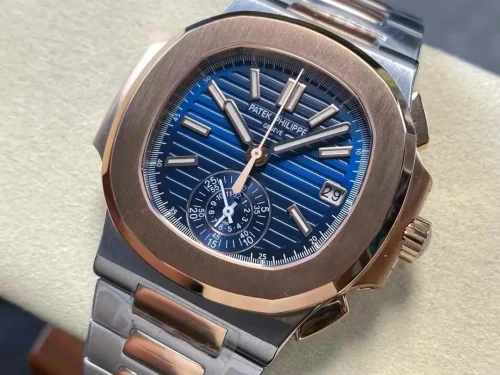Replica Patek Philippe Nautilus 5980/1AR-001 blue dial steel rose gold