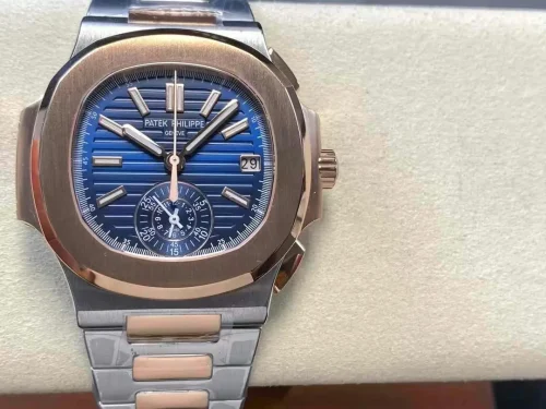 Replica Patek Philippe Nautilus 5980/1AR-001 blue dial steel rose gold