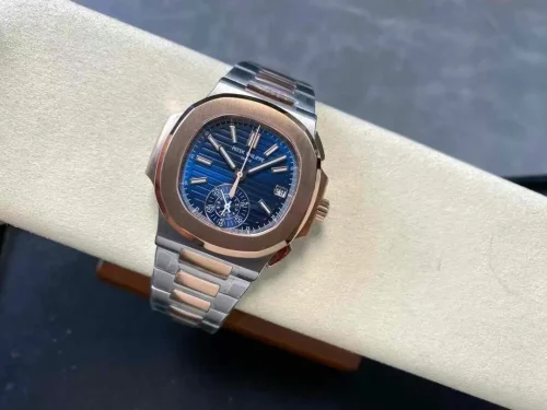 Replica Patek Philippe Nautilus 5980/1AR-001 blue dial steel rose gold