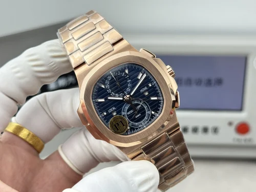 Replica Patek Philippe Nautilus 5990/1R-001 blue dial rose gold 40.5mm