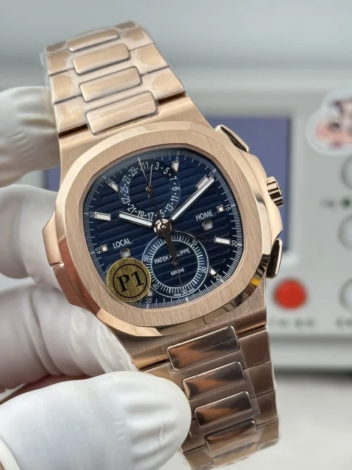Replica Patek Philippe Nautilus 5990/1R-001 blue dial rose gold 40.5mm
