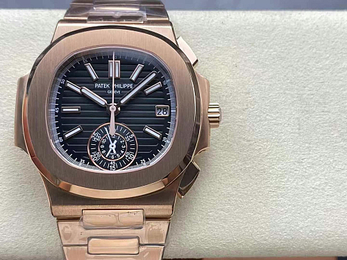 Replica Patek Philippe Nautilus 5980/1R-001 black dial rose gold 40.5mm