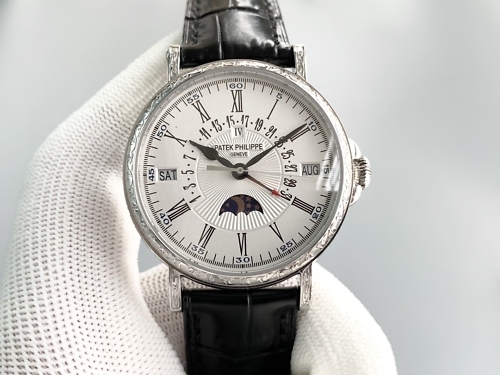 Patek Philippe Perpetual calendar with retrograde date hand 38 mm,White gold,5160/500G-001