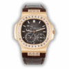 Replica Nautilus 5712R-001 Patek Philippe Moon phases.</br> <span style="color: #a8927b; font-size: 90%;">40 mm,Rose gold, Diamond Bezel, Black Dial </span>
