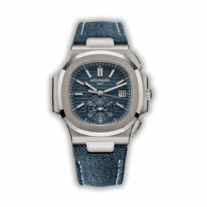 Replica Patek Philippe Nautilus 5980/60G-001 40.5mm white gold flyback chronograph with date and denim dial