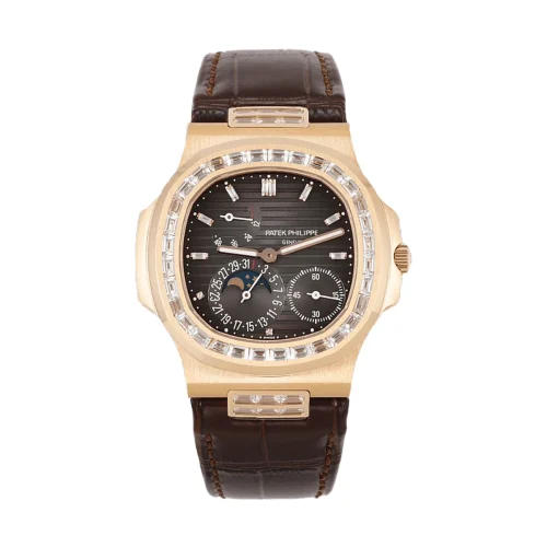 Replica Patek Philippe Nautilus 5712R Rose Gold Black dial front view