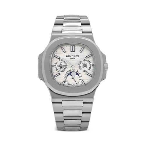 Replica Patek Philippe Nautilus 5740 White Gold White dial front view