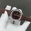 Side profile of Patek Philippe 5267 showing case thickness and crown