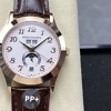 Side profile of Patek Philippe 5396R showing case thickness and crown