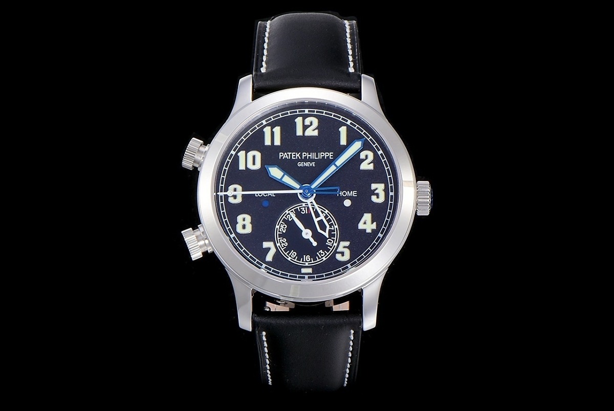 Replica Complications 5524G-001 Patek Philippe CALATRAVA PILOT TRAVEL TIME. </br> <span style="color: #a8927b; font-size: 90%;">42 mm,White Gold, Black Dial</span> - Image 2