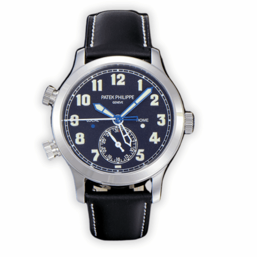 Replica Complications 5524G-001 Patek Philippe CALATRAVA PILOT TRAVEL TIME. </br> <span style="color: #a8927b; font-size: 90%;">42 mm,White Gold, Black Dial</span>