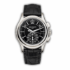 Fake Patek Philippe Complications 5905R-005 42mm white gold annual calendar chronograph with black dial, combining elegant design with sophisticated timekeeping.