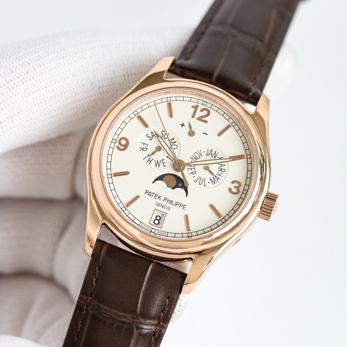 Replica Complications 5146G-011 Patek Philippe ANNUAL CALENDAR  39 mm,Rose gold, White Dial