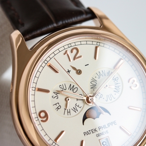Replica Complications 5146G-011 Patek Philippe ANNUAL CALENDAR  39 mm,Rose gold, White Dial