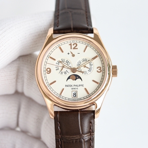 Replica Complications 5146G-011 Patek Philippe ANNUAL CALENDAR  39 mm,Rose gold, White Dial