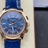 Side profile of Patek Philippe 5905R showing case thickness and crown