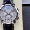 Side profile of Patek Philippe 5905R showing case thickness and crown