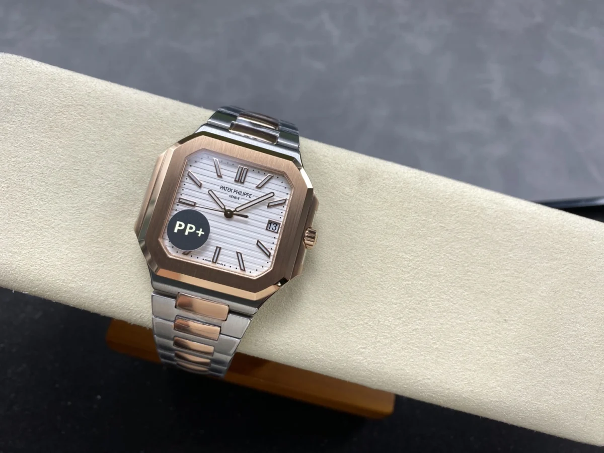 Replica Cubitus 5821 Patek Philippe </br> <span style="color: #a8927b; font-size: 90%;">45 mm Steel Rose Gold White Dial</span> - Image 2