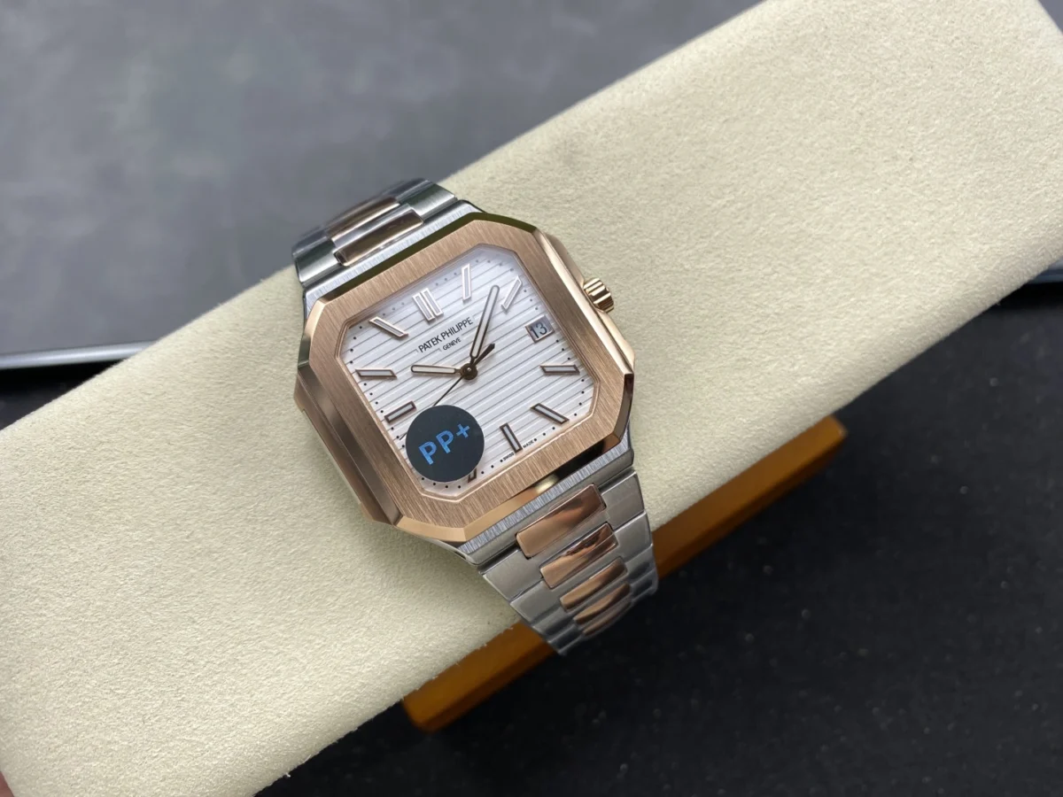 Replica Cubitus 5821 Patek Philippe </br> <span style="color: #a8927b; font-size: 90%;">45 mm Steel Rose Gold White Dial</span> - Image 8