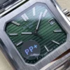 Side profile of Patek Philippe showing case thickness and crown