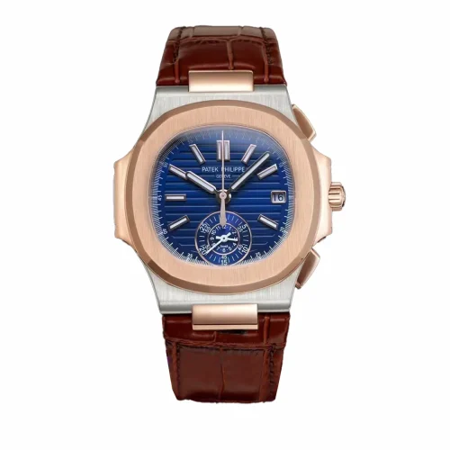 Replica Patek Philippe Nautilus 5980R blue dial leather strap 40.5mm