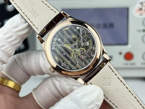 Replica Patek Philippe Calatrava 6119R-001 rose gold 39mm dial leather strap