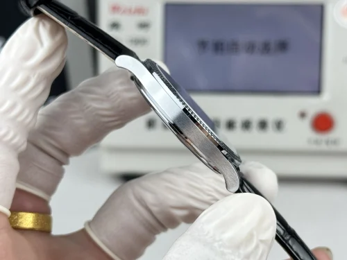 Replica Patek Philippe Calatrava 6119R-002 white gold 39mm black dial leather strap