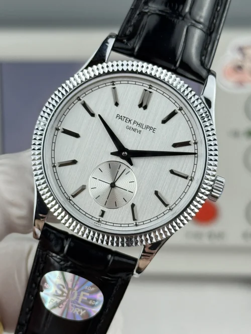 Replica Patek Philippe Calatrava 6119R-003 rose gold 39mm white dial leather strap