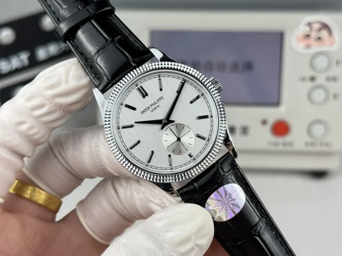 Replica Patek Philippe Calatrava 6119R-003 rose gold 39mm white dial leather strap