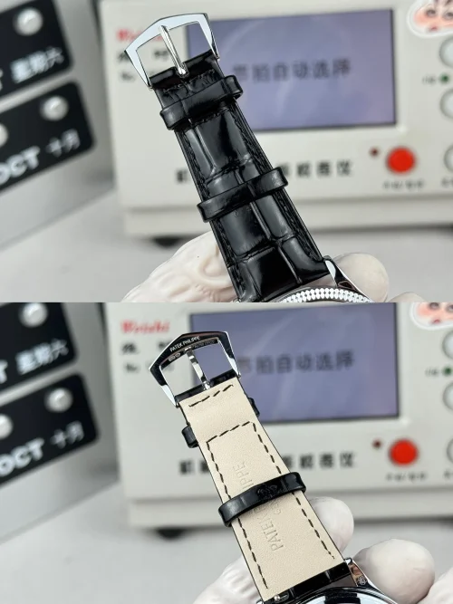 Replica Patek Philippe Calatrava 6119R-003 rose gold 39mm white dial leather strap