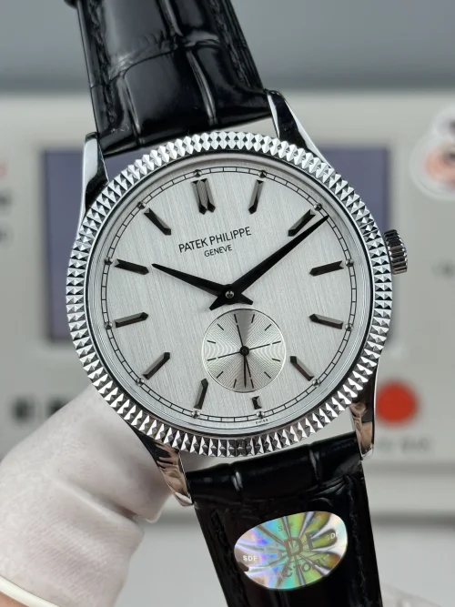 Replica Patek Philippe Calatrava 6119R-003 rose gold 39mm white dial leather strap