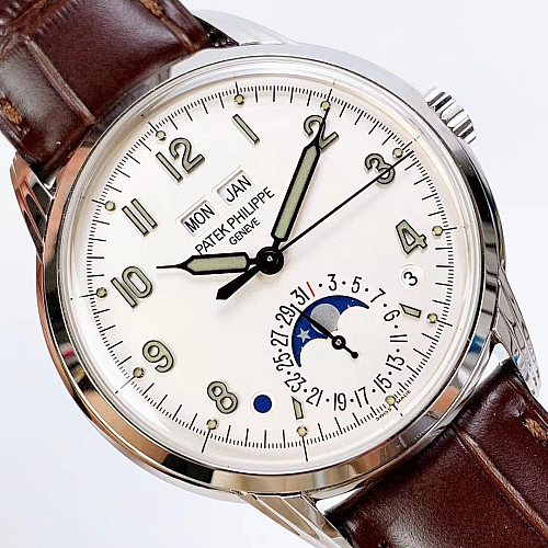 Replica Patek Philippe 5320G-003 white gold 40mm cream dial perpetual calendar