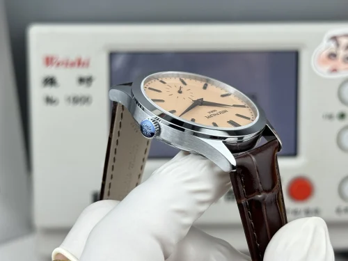 Replica Patek Philippe Calatrava 6196P-001 salmon dial 38mm leather strap