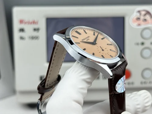 Replica Patek Philippe Calatrava 6196P-001 salmon dial 38mm leather strap