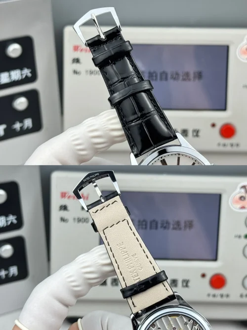 Replica Patek Philippe Calatrava 6196P-002 white dial 38mm leather strap