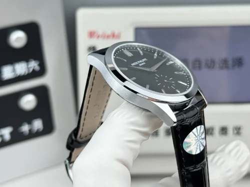 Replica Patek Philippe Calatrava 6196P-004 black dial 38mm leather strap