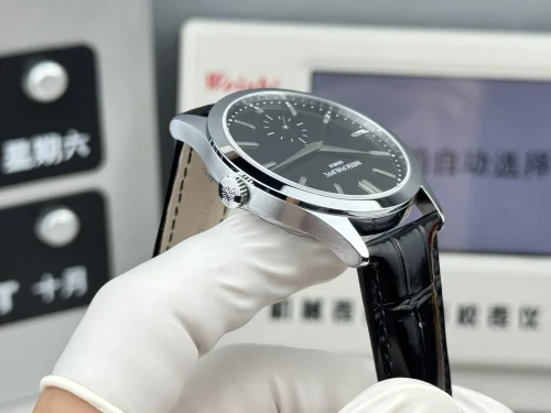 Replica Patek Philippe Calatrava 6196P-004 black dial 38mm leather strap