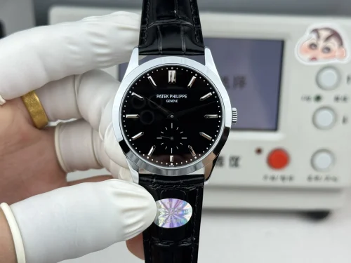 Replica Patek Philippe Calatrava 6196P-004 black dial 38mm leather strap