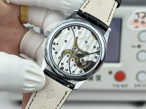 Replica Patek Philippe Calatrava 6196P-004 black dial 38mm leather strap