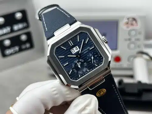Replica Patek Philippe Cubitus 5822P-001 blue dial leather strap